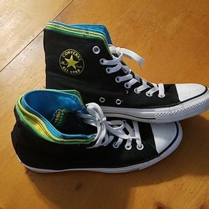 Converse Chucks Multi Color Black Rainbow Hi Tops